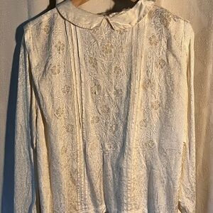 Vintage Contemporary Casuals Blouse 80's - Cream Satin - Size 11